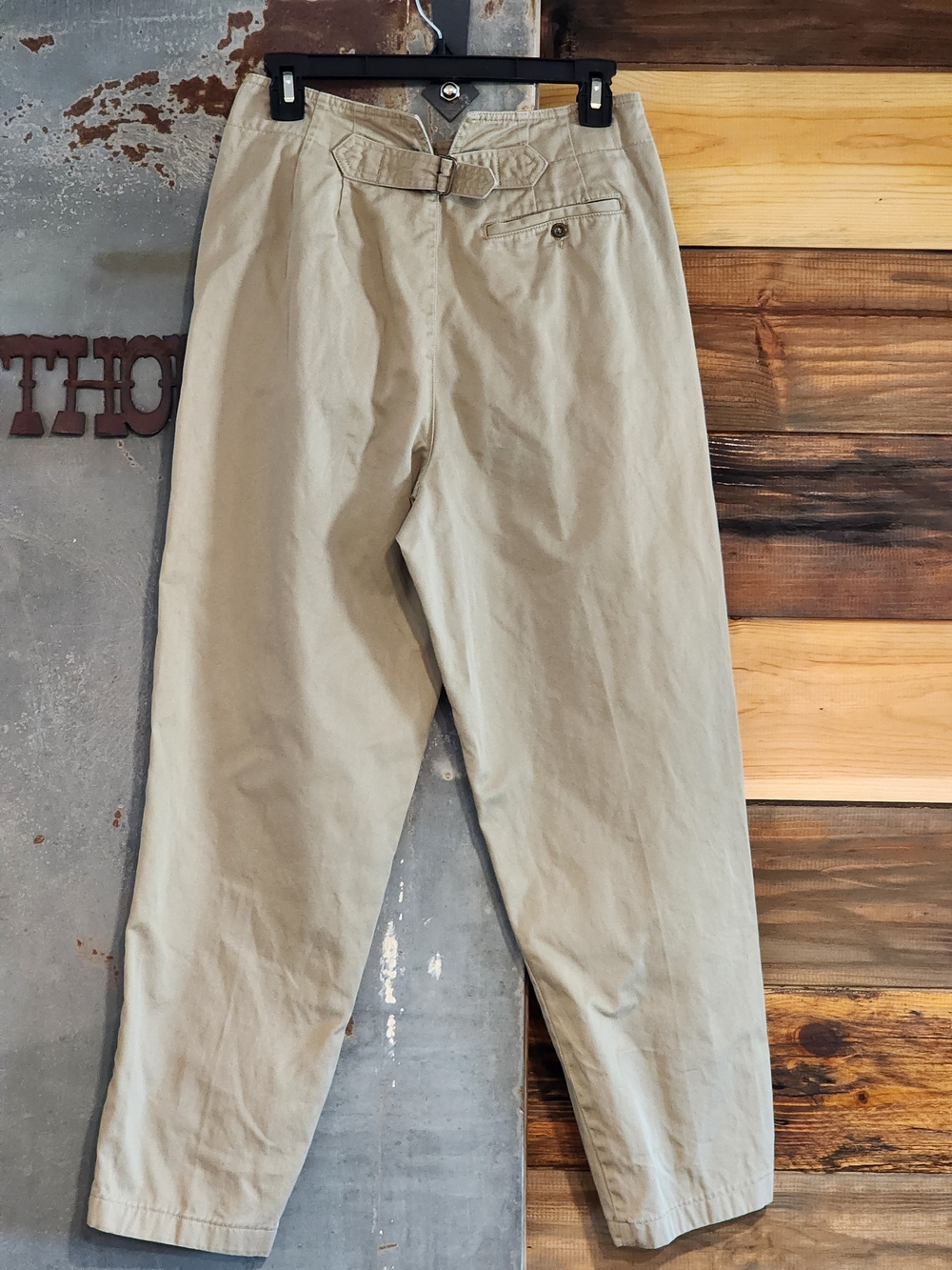 Vintage Women's High-Rise  Tapered Khaki Trousers